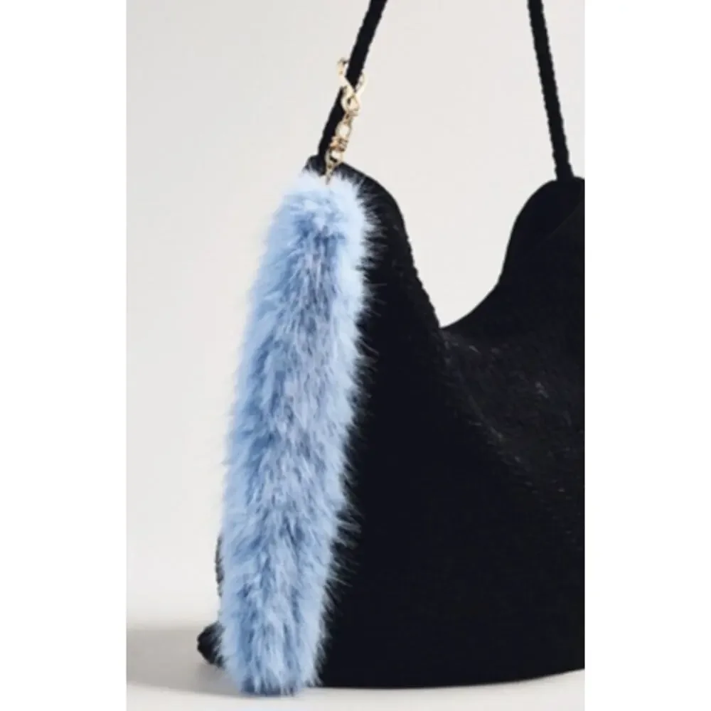 Anthropologie Faux Fur Light Blue Fox Tail Bag Charm New